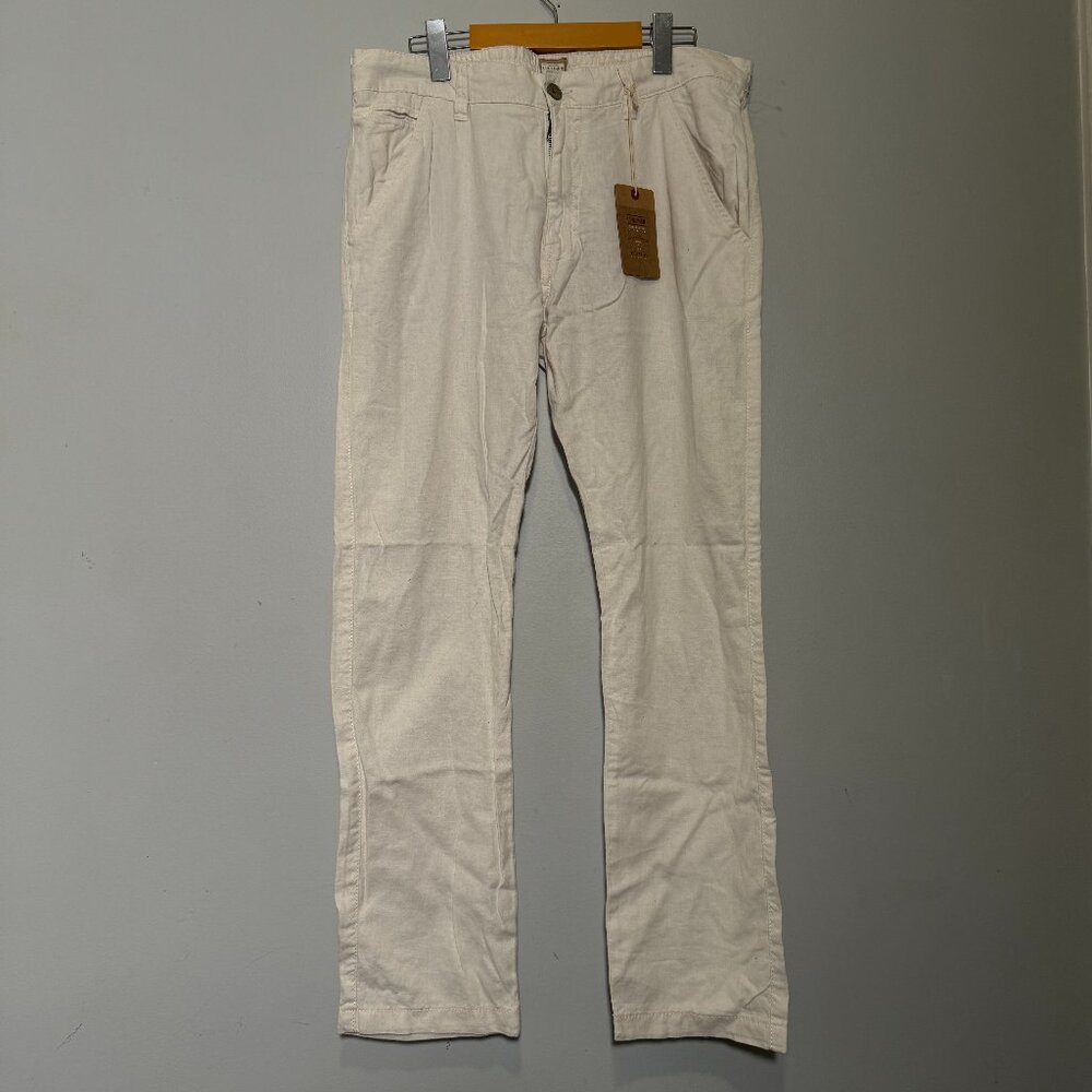 NWT Point Zero Linen Collection TRD Co White Men's Pant
